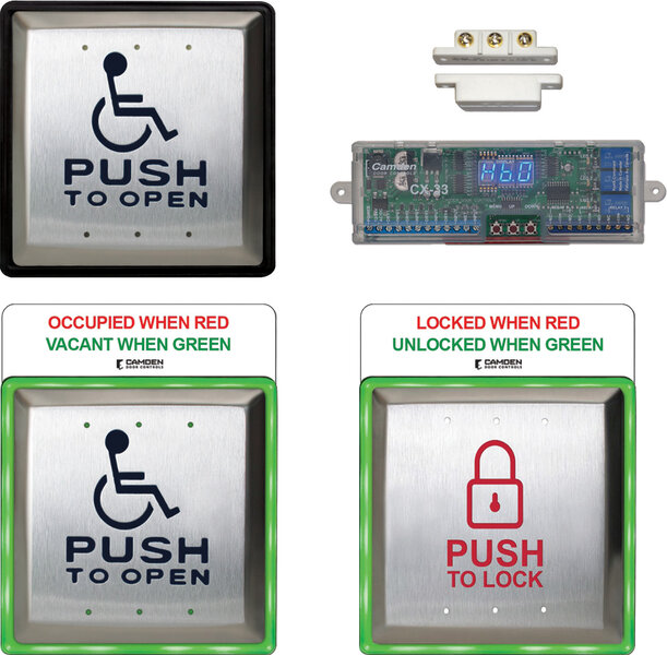 camden cx wc13xsm – surface mount aura™ illuminated push plate switch system