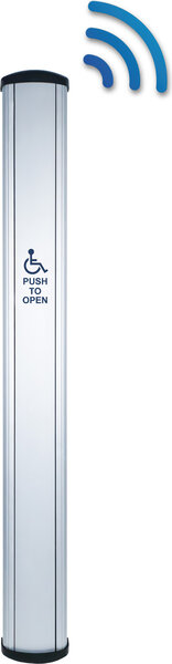 camden cm 7436k – 36″ x 4.5″ column™ aluminum push plate switch, anodized clear finish with built in kinetic no battery wireless transmitter, receiver required