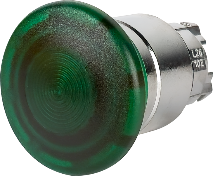 camden cm 3000/34n – green illuminated mushroom (1 5/8″), push/pull