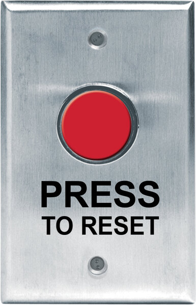 camden cm 8010r/13 – vandal resistant 1″ red push button, single gang alum., n/c momentary