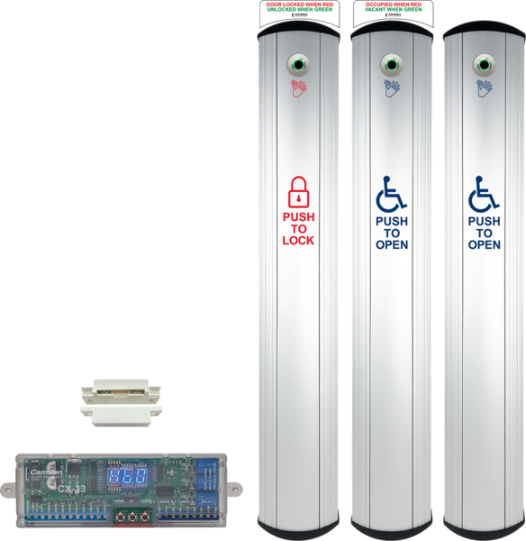 camden cx wc17slvr – 6″ wide side load column™ switch with hands free sensor restroom system kit