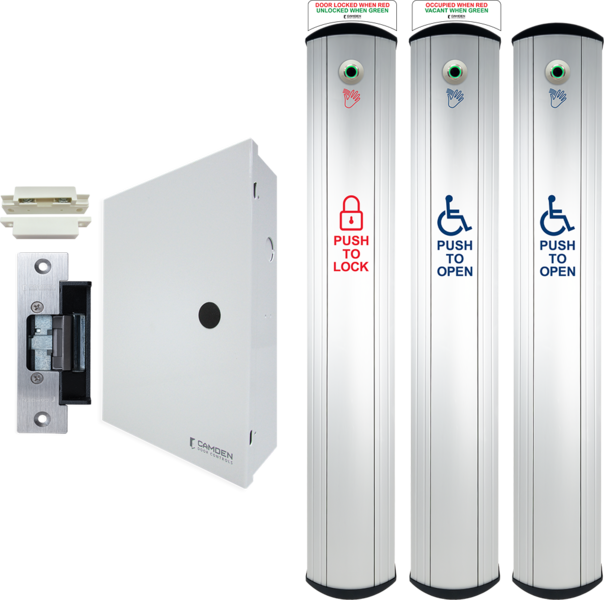 camden cx wc17vr ps – 6″ wide column™ switch with hands free sensor restroom system kit with power supply cabinet