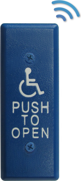 camden cm 26cbk – 1 3/4″ width, narrow push plate switch, blue with white graphics, exposed screws. graphic options: ‘/2′, ‘/4′, ‘/a4′ only. no optional finishes.