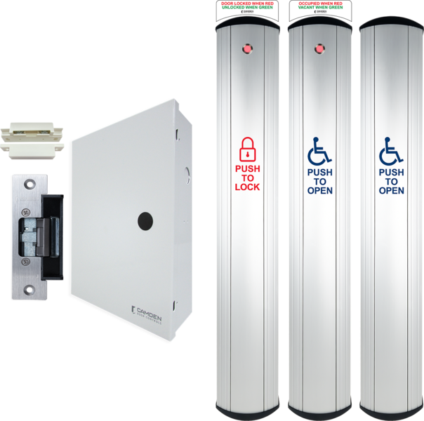 camden cx wc17 ps – 6″ wide column™ switch with led annunciator restroom system kit with power supply cabinet