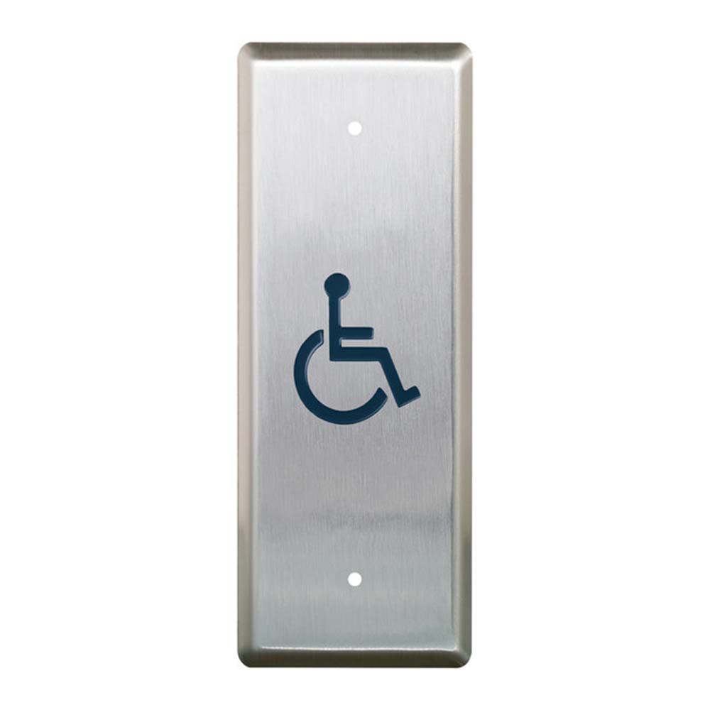 camden cm 25/2 – narrow push plate switch with wheelchair symbol graphic