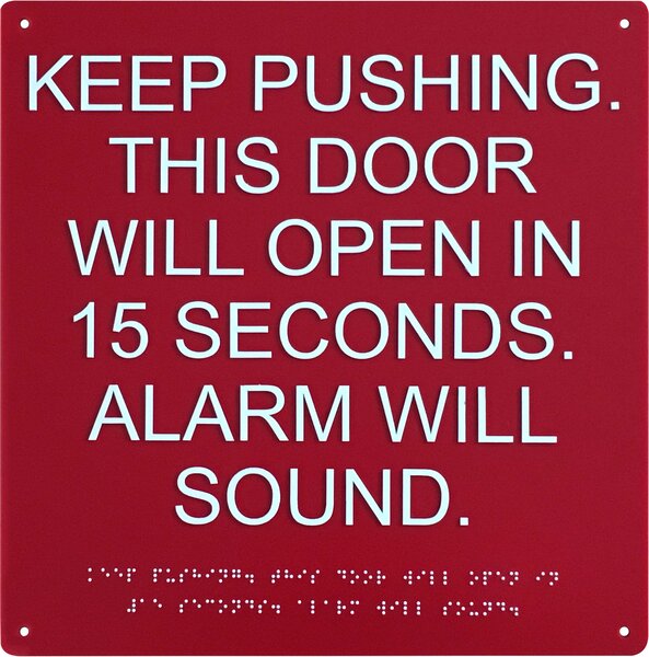 camden 60 57a027 – red 12x12in delayed egress sign